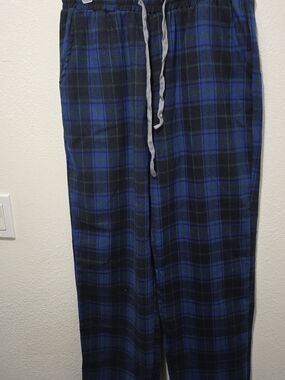 Men's Blue and Black Plaid Jogger Pants - Cozy Drawstring Sweatpants
